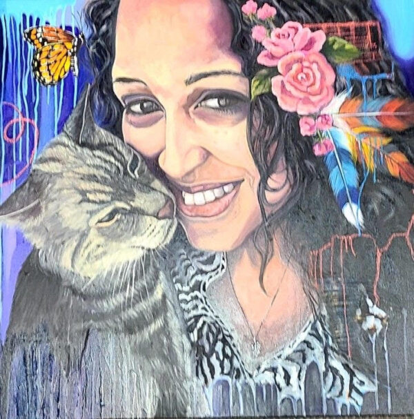 lady and cat